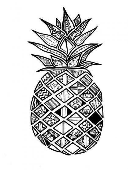 Pineapple coloring pages for Adults