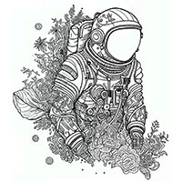 Astronaut Ausmalbilder für Erwachsene