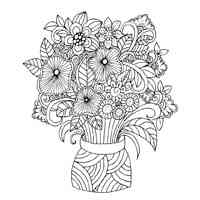 Bouquet of flowers coloring pages for Adults