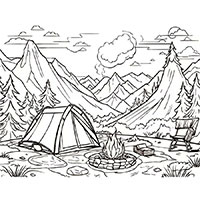 Camping coloring pages for Adults