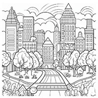 City coloring pages for Adults