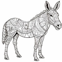 Donkey coloring pages for Adults