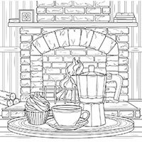 Fireplace coloring pages for Adults