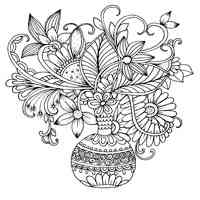 Flowers in Vase coloring pages for Adults