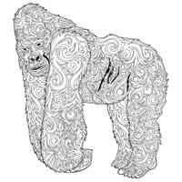 Gorilla coloring pages for Adults