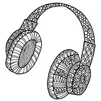 Headphones coloring pages for Adults