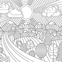 Landscape coloring pages for Adults