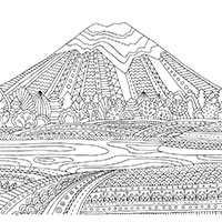 Mountains coloring pages for Adults