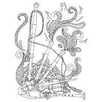 Musical instruments coloring pages for Adults