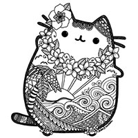 Pusheen coloring pages for Adults