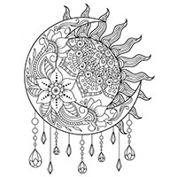 Sun and Moon coloring pages for Adults