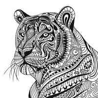 Tiger coloring pages for Adults