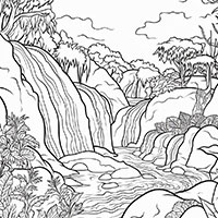 Waterfall coloring pages for Adults