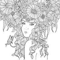 Woman Hair coloring pages for Adults