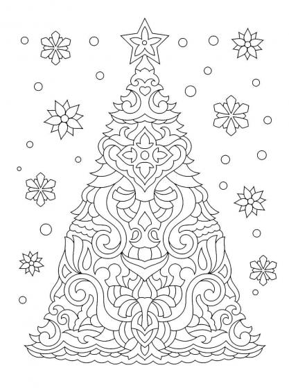 Christmas Tree coloring pages for Adults