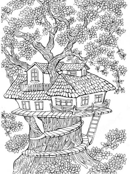 Tree coloring pages for Adults