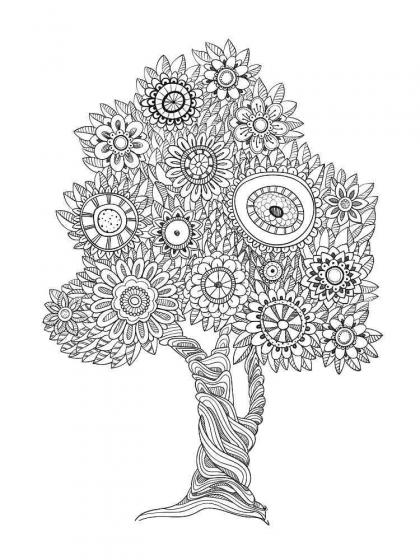 Tree coloring pages for Adults