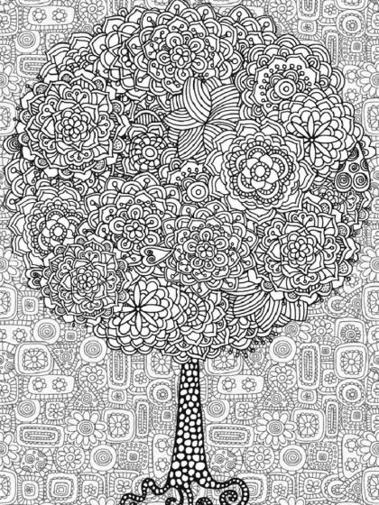 Tree coloring pages for Adults